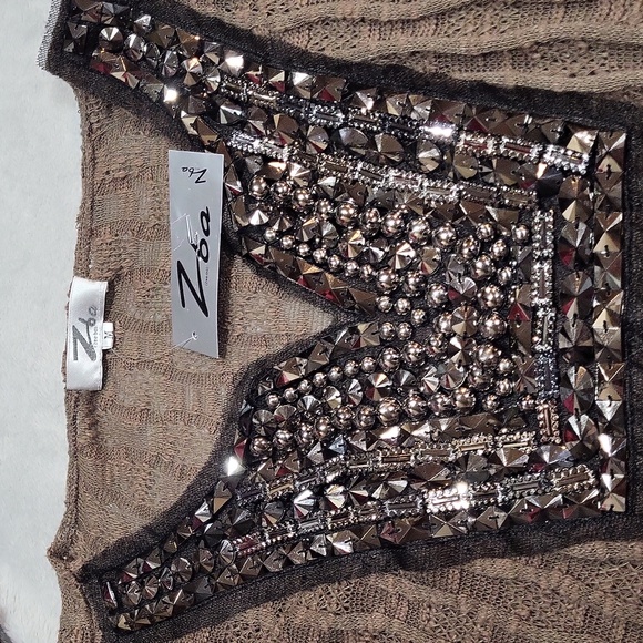 Zba Embellished Brown Women's Top - Picture 8 of 11